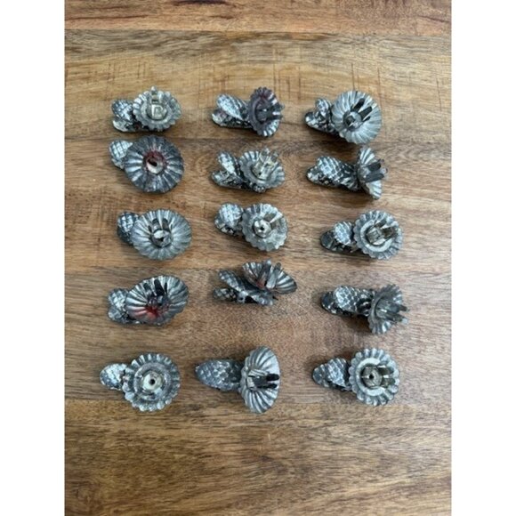 Vintage Silver Tone Christmas Tree Candle Clips Holders Pinecone Clips Set 15 pc - Picture 1 of 14
